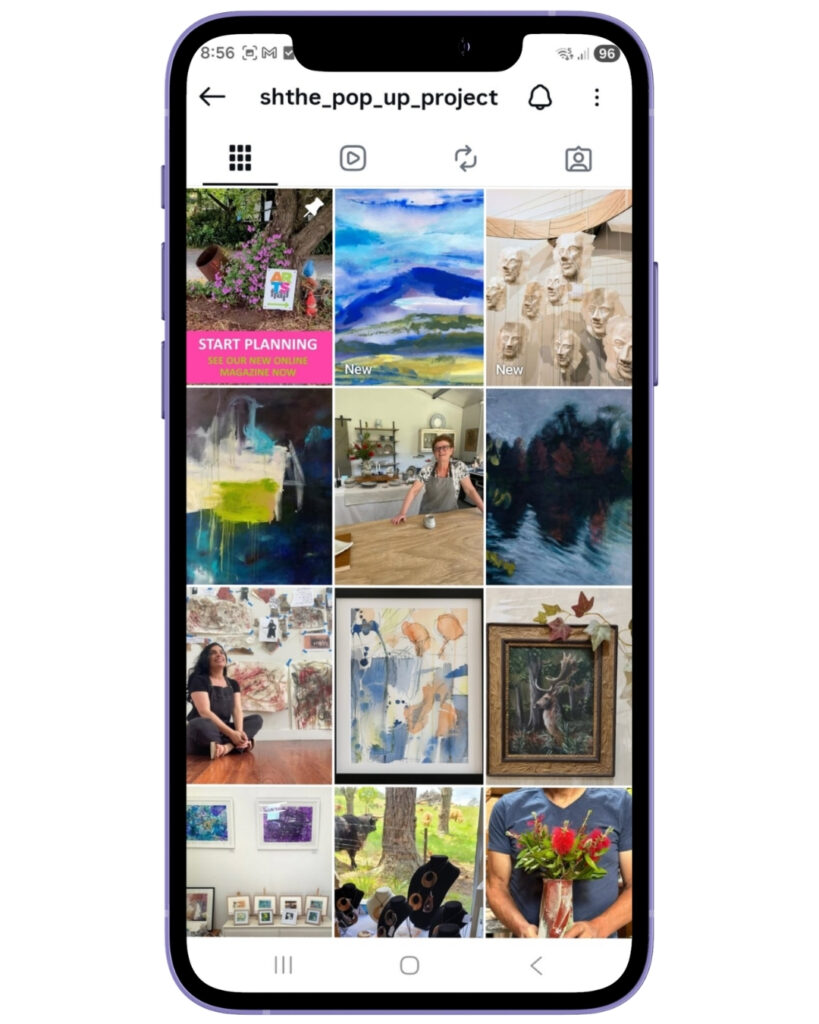 The Pop-Up Project's social media pages promote local artists in the southern highlands NSW on Instagram and Facebook.